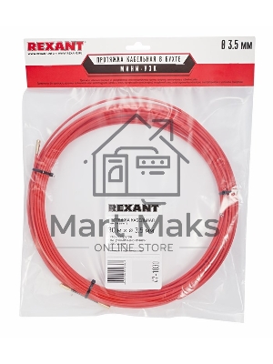 Протяжка кабельная Rexant (мини УЗК в бухте), стеклопруток, d=3,5мм, 30м красная