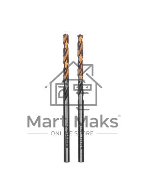 Сверло спиральное по металлу Denzel 3 x 61мм, Р6М5, Golden Tip, многогранная заточка, 2 шт.