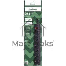 Сетевой фильтр Defender DFS 155/6 розеток/черный/5.0 м