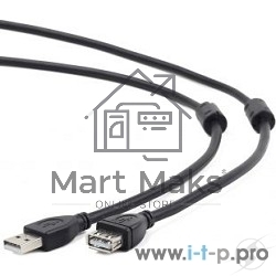 Кабель Cablexpert USB2.0 Pro CCF2-USB2-AMAF-6, AM/AF, 1.8м, экран, 2феррит.кольца, черный, пакет