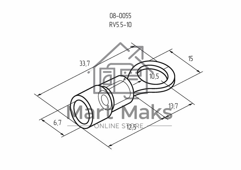 Наконечник кольцевой изолированный Rexant ø 10.5 мм 4-6 мм² (НКи 6.0-10/НКи5,5-10) желтый