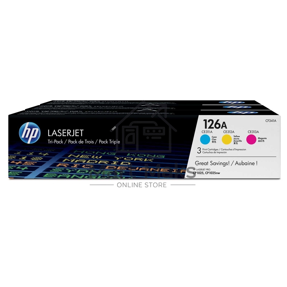 Картридж лазерный комплект HP CF341A голубой/пурпурный/желтый для LJ CP1025 3 х 1000 стр