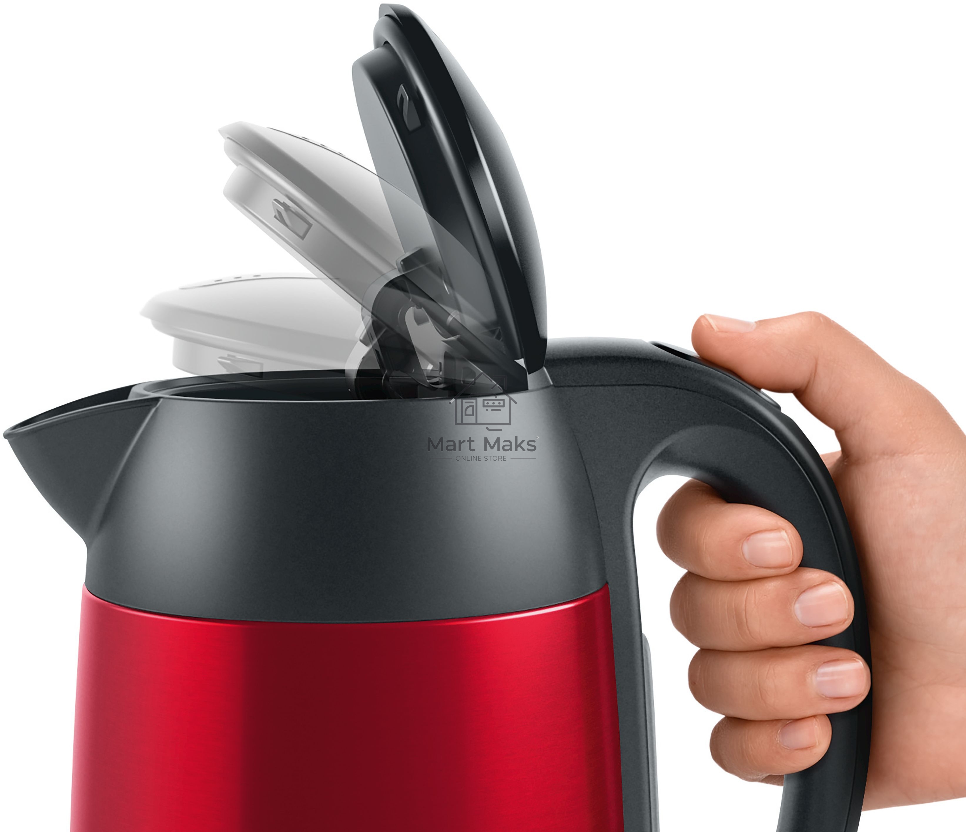 Чайник электрический Bosch TWK3P424 1.7л. 2400Вт красный (корпус: нержавеющая сталь)