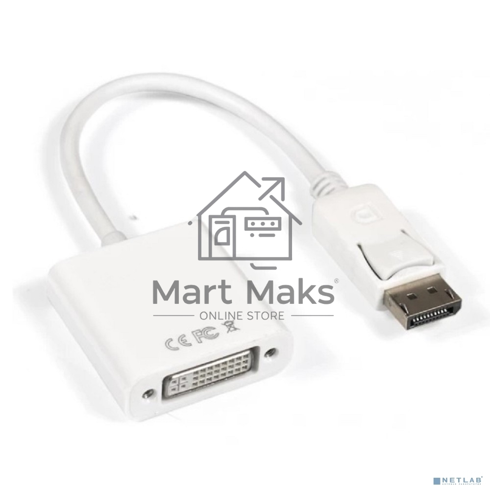 Кабель-переходник DisplayPort-DVI-D ExeGate EX-A-DPM-DVIF-0.15 (20M/29F, 0,15м, позолоченные контакты)