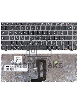 Клавиатура для ноутбука Lenovo IdeaPad Z450 Z460 Z460A Z460G черная с серой рамкой