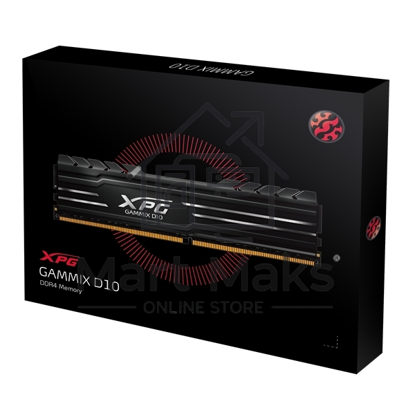 Оперативная память XPG Gammix D10, DDR4, 16GB (2x8GB), 3600MHz, CL18, DIMM, с радиаторами, черный