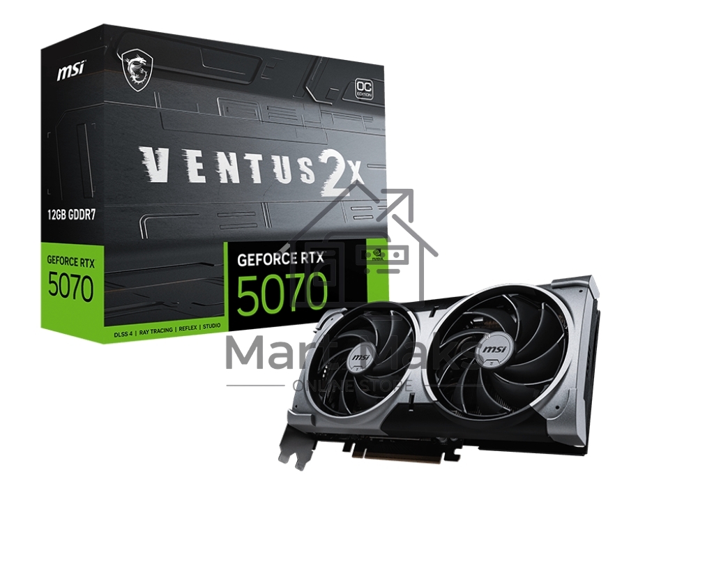 Видеокарта MSI RTX5070 12G VENTUS 2X OC RTX5070 PCI-E 5.0 GDDR7 2542/28000 HDMIx1 DPx3 HDCP Ret