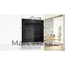 Встраиваемый духовой шкаф Bosch HRG232EB3 Serie 4 с добавлением пара Bosch, Auto Pilot 15, объем 71 л, 8 режимов нагрева, 3D Hotair, Soft move door,телескопические направляющие 1уровень,гидролиз+каталитическая очистка задней стенки,сенсорное управление,черный+профиль из нержавеющей стали