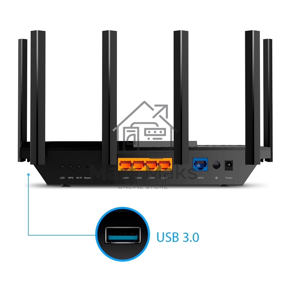 Роутер TP-Link Archer AX73 AX5400 Dual Band Wireless Gigabit Router, 1.5 GHz Tri-Core CPU, 1 GE WAN + 4 GE LAN ports, 1× USB 3.0 Port, support 1024-QAM, OFDMA, MU-MIMO, Airtime Fairness, Beamforming, 160MHz Channel Width, come with HomeShieldTM, support R