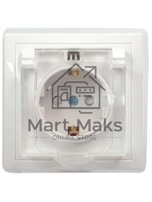 Розетка 1-м СП Кварта 16А РСбш10-3-ККБ-44 с защ. крышкой защ. шторки с заземл. керамика IP44 белый ИЭК ERK70-K01-10-DM-44