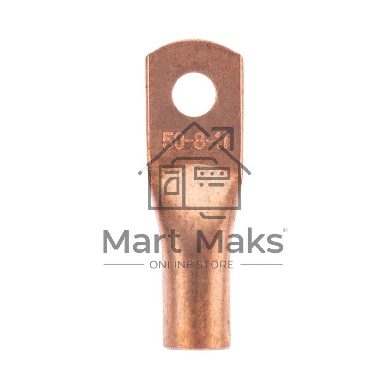 Наконечник медный Rexant ТМ 50-8-11 (50 мм² - Ø8 мм) (в упак. 100 шт.)