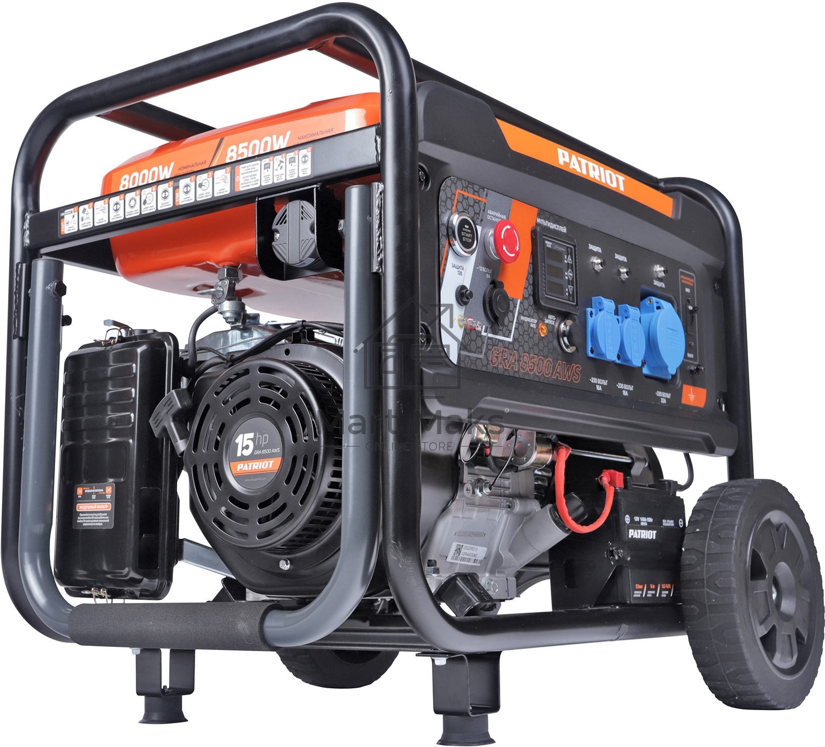 Электрогенератор бензиновый Patriot GRA 8500AWS, 8.5 кВт, 75 дБ, 100 кг