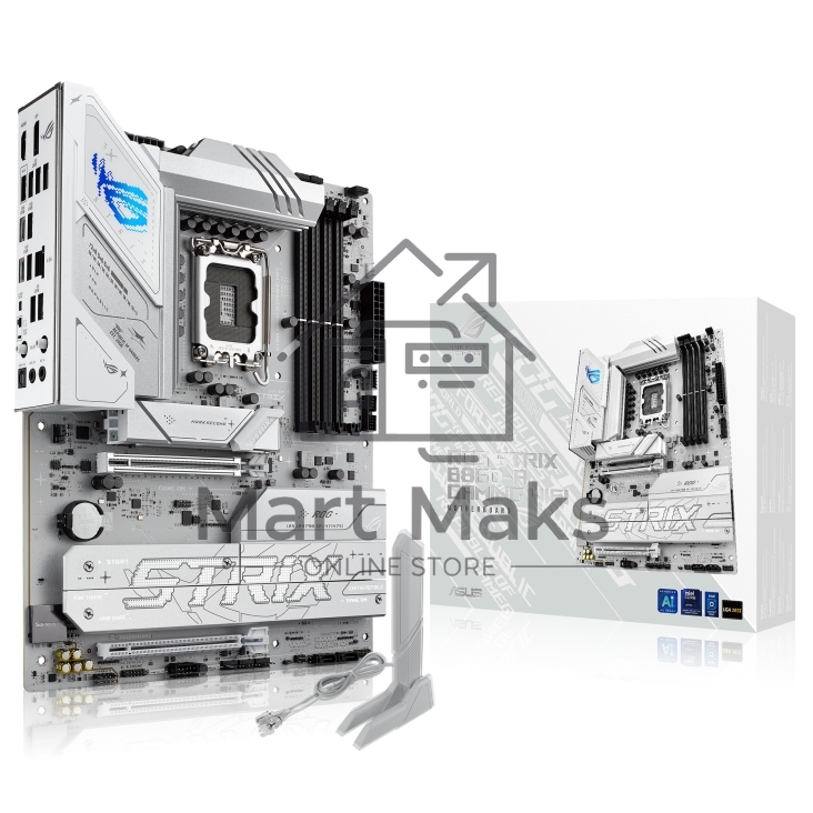 Материнская плата ASUS ROG STRIX B860-A GAMING WIFI, LGA1851, Intel B860, 4xDDR5, 4xSATA, 4xM.2, 2xPCIe 5.0 x16, 1xDP, 1xHDMI, 1x2.5Gb LAN, Wi-Fi, Bluetooth, 4xUSB 2.0, 2xUSB 3.2 Gen 1, 3xUSB 3.2 Gen 2, 1xUSB 4, 2xUSB-C, 3x3.5 мм, 7.1, ATX