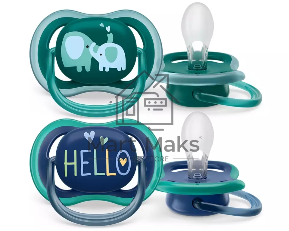 Пустышка Philips Avent ultra air, слоники/HELLO, 18+ мес., 2 шт.