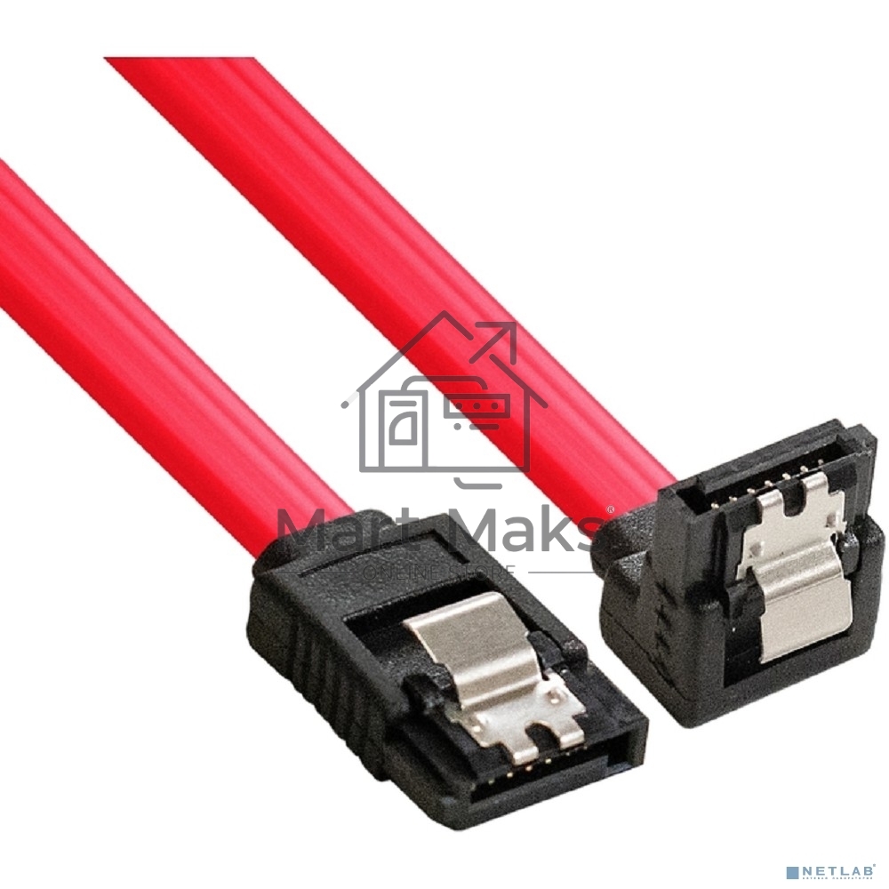 Кабель SATA ExeGate EX-CC-SATADATA90-0.5L (7pin/7pin, угловой разъем, металлические защелки, 0,5м)