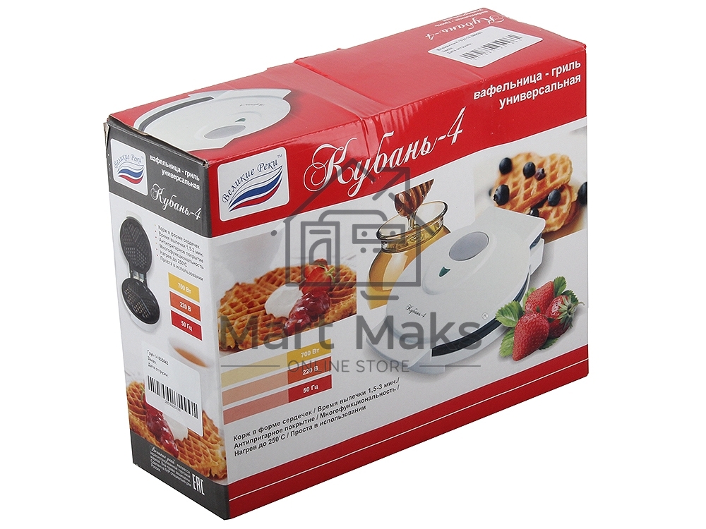 Вафельница Великие Реки Кубань-4 белый 700Вт