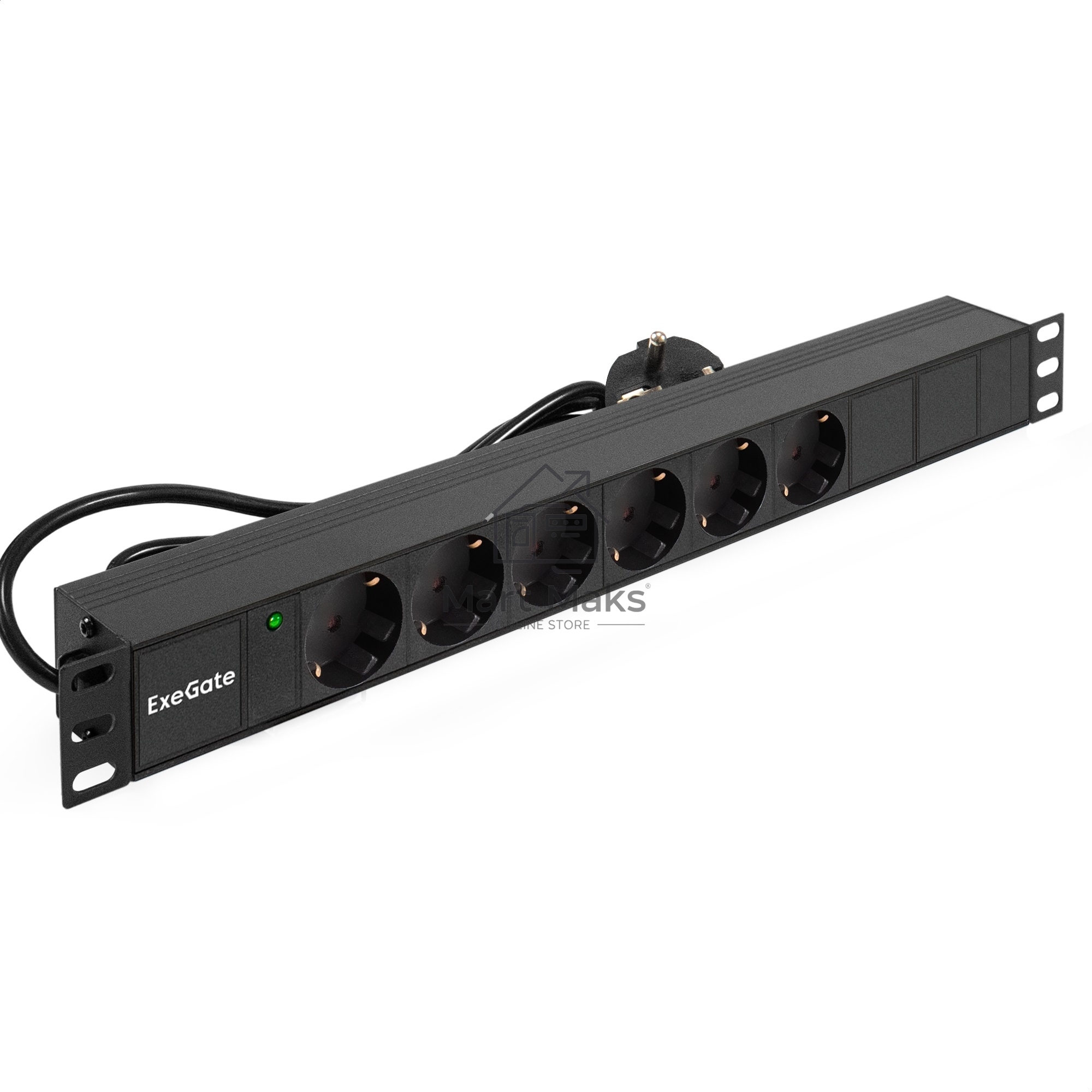 Блок розеток горизонтальный ExeGate ServerPro PDU-19H602 Al-6S-EU2, 19