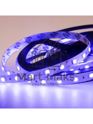 Лента светодиодная открытая, 10 мм, IP23, SMD 5050, 60 LED/m, 12 V, цвет свечения синий