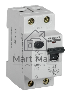 Выключатель дифференциального тока УЗО Iek MDV15-2-032-030 ВД1-63 2Р 32А 30мА GENERICA