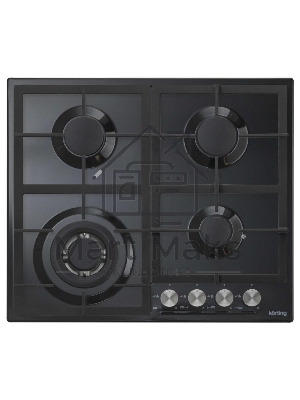Встраиваемая газовая панель Korting HG 665 CTN, электроподжиг, газ-контроль, чугунные решетки, в комплекте - подставка WOK и адаптер для кофейника, цвет-матовый черный