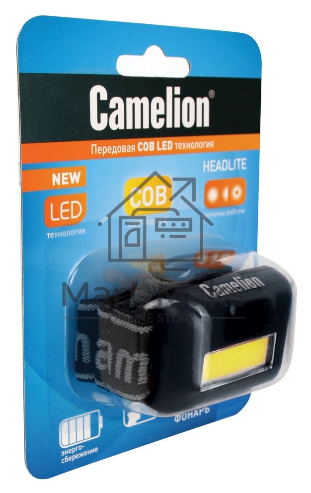 Фонарь налобный Camelion LED5355 черный 1Вт лам.:светодиод. AAAx3 (13748)