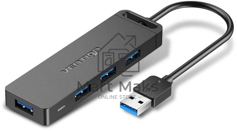 Концентратор Vention OTG USB 3.0 на 4 порта черный - 1м.