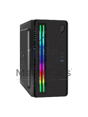 Компьютерный корпус Minitower ExeGate mEVO-7805 (mATX, без БП, 2*USB+1*USB 3.0, аудио, черный, с 2*RGb подсветкой)