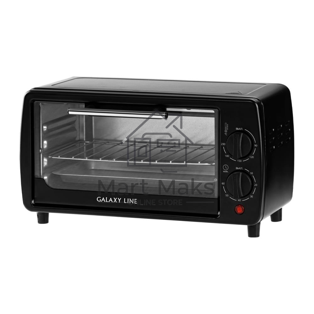 Мини-печь Galaxy Line GL 2625, черный, 8 л, 1000 Вт, таймер на 60 минут, индикатор работы, автоотключение