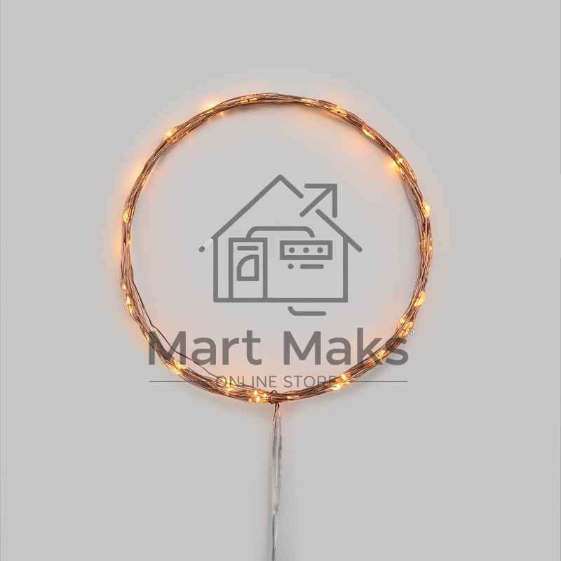 Гирлянда светодиодная Роса 5м 50 LED ЯНТАРНЫЙ IP20 2хАА (в комплект не входят) NEON-NIGHT