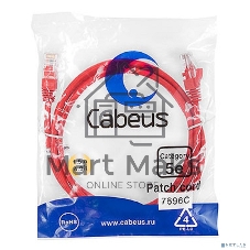 Шнур комм. Cabeus, кат. 5е, неэкр., U/UTP, RJ45/RJ45, LSZH, AWG24, 1.5м, красный