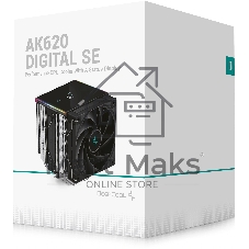 Кулер для процессора DEEPCOOL AK620 DIGITAL SE LGA20XX/1700/1200/115X/AM5/AM4 (9шт/кор, TDP 260W, PWM, DUAL Fan 120мм, 6 тепл. трубок, ARGb, черный) RET (R-AK620-BKADMN-GJD)