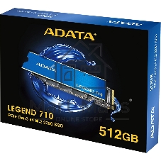 Накопитель SSD ADATA LEGEND 710, 512Gb, PCIe 3.0 x4, M.2 2280, NVMe, R/W 2400/1600, с радиатором