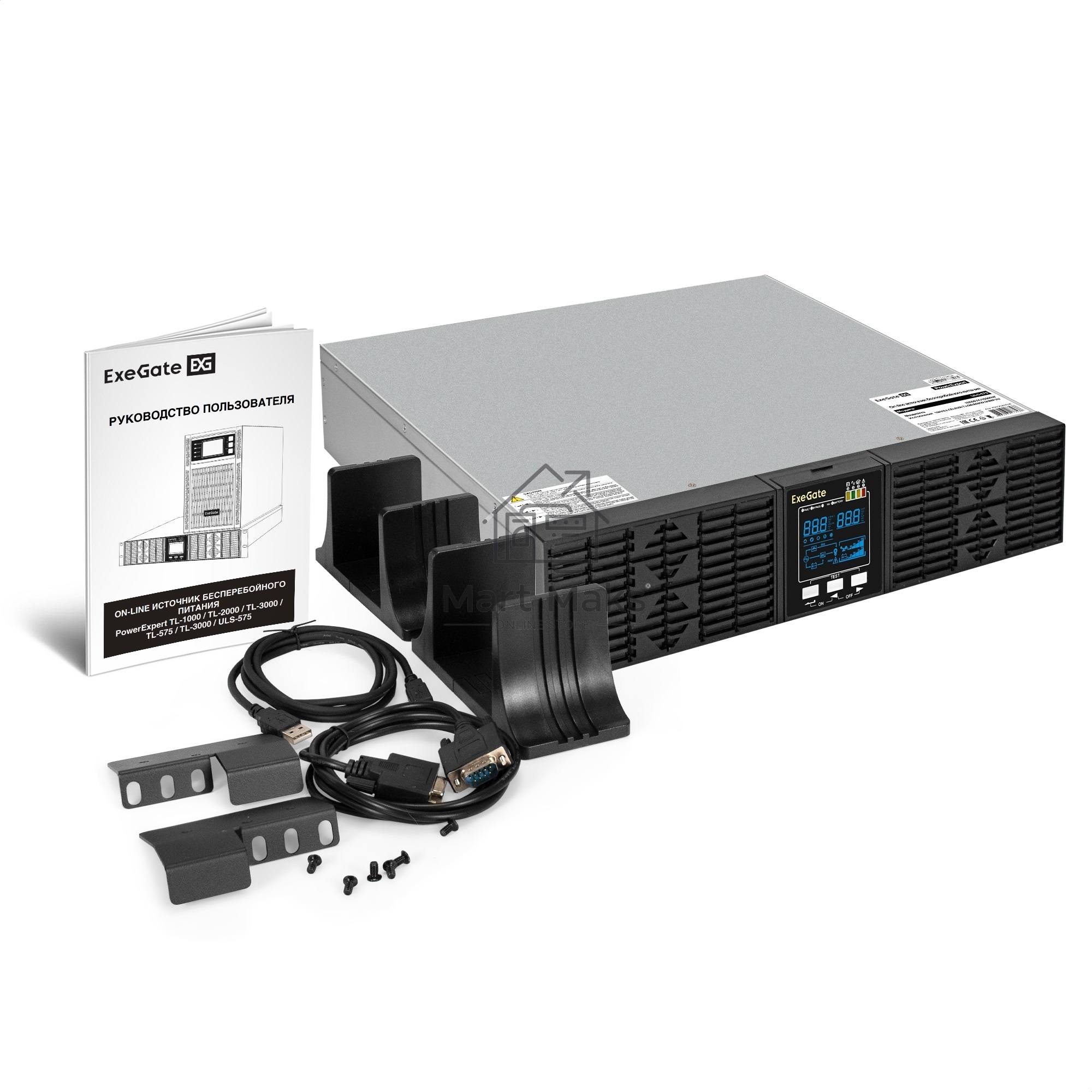 Источник бесперебойного питания On-line ExeGate PowerExpert ULS-575-6kVA.LCD.AVR.T.USB.RS232.SNMP.2U <6000VA/6000W, On-Line, PF=1, LCD, клеммы, RS232, USB, SNMP-slot, EPO, батареи внешние 192В/240В суммарной емкостью до 400Ah, Rackmount 2U/Tower, металлич