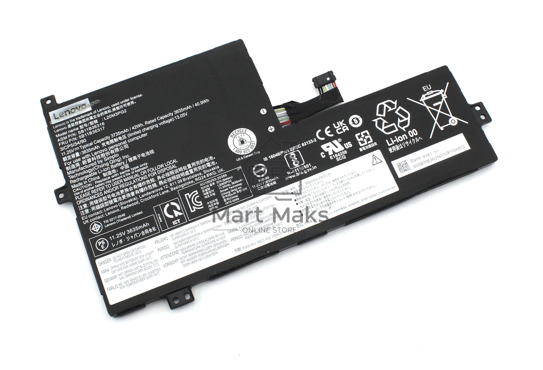 Аккумуляторная батарея для Lenovo IdeaPad 3 Chrome 15IJL6 15IJL7 (L20M3PG0) 11.52V 47Wh