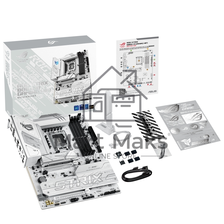 Материнская плата ASUS ROG STRIX B860-A GAMING WIFI, LGA1851, Intel B860, 4xDDR5, 4xSATA, 4xM.2, 2xPCIe 5.0 x16, 1xDP, 1xHDMI, 1x2.5Gb LAN, Wi-Fi, Bluetooth, 4xUSB 2.0, 2xUSB 3.2 Gen 1, 3xUSB 3.2 Gen 2, 1xUSB 4, 2xUSB-C, 3x3.5 мм, 7.1, ATX
