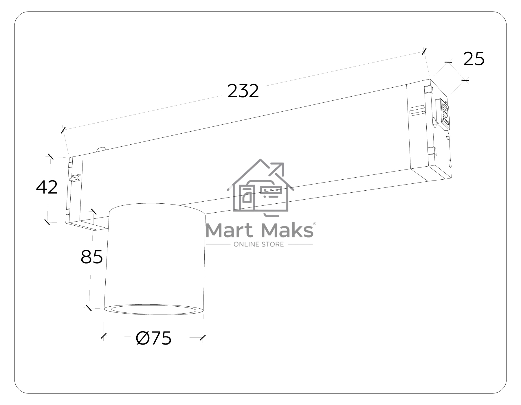 Управляемый светодиодный светильник для шинопровода Magnetic Ambrella light GL1242 BK черный IP20 7W 3000K-6400K 220V 24° D75*85 (Без ПДУ)