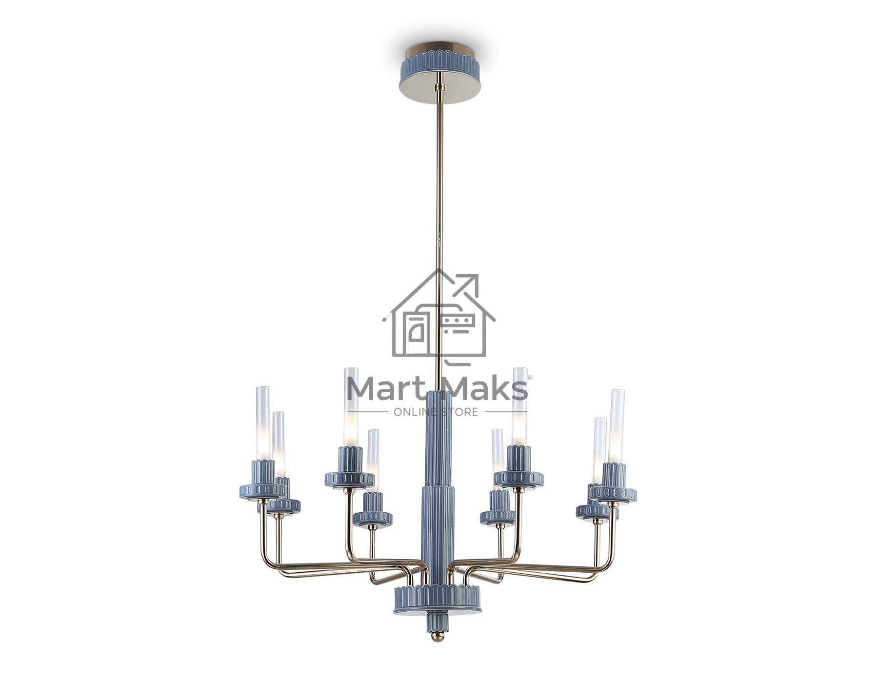 Люстра Ambrella light LH53126/8 GD/WH/GB золото/белый/серо-синий 13W 3000K D720*1120