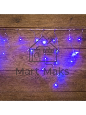 Новогодние светоукрашения Neon-night гирлянда Айсикл (бахрома) светодиодный, 1,8 х 0,5 м., белый провод, 220В, диоды синие