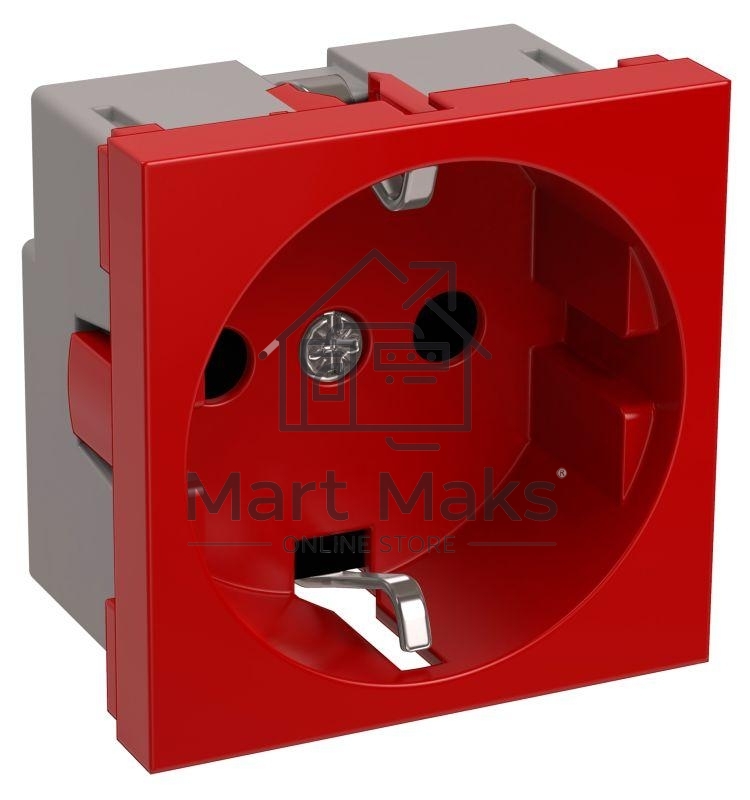 Розетка 1-м Праймер 2мод. 45х45 РКС-20-32-П-К с заземл. красн. ИЭК CKK-40D-RSZK2-K04-K