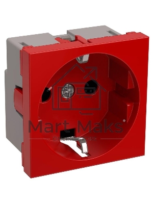 Розетка 1-м Праймер 2мод. 45х45 РКС-20-32-П-К с заземл. красн. ИЭК CKK-40D-RSZK2-K04-K