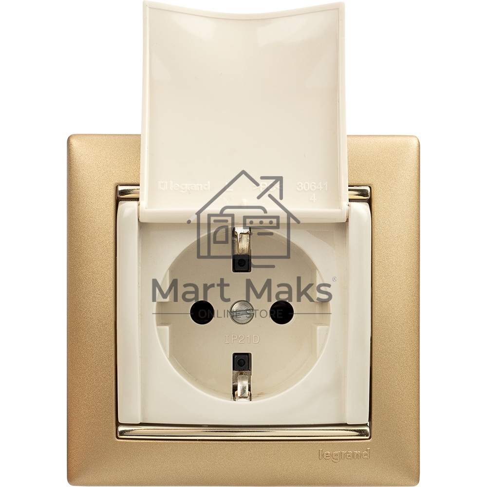 Механизм розетки 1-м СП Valena с защ. крышкой защ. шторки с заземл. сл. кость Legrand 774322