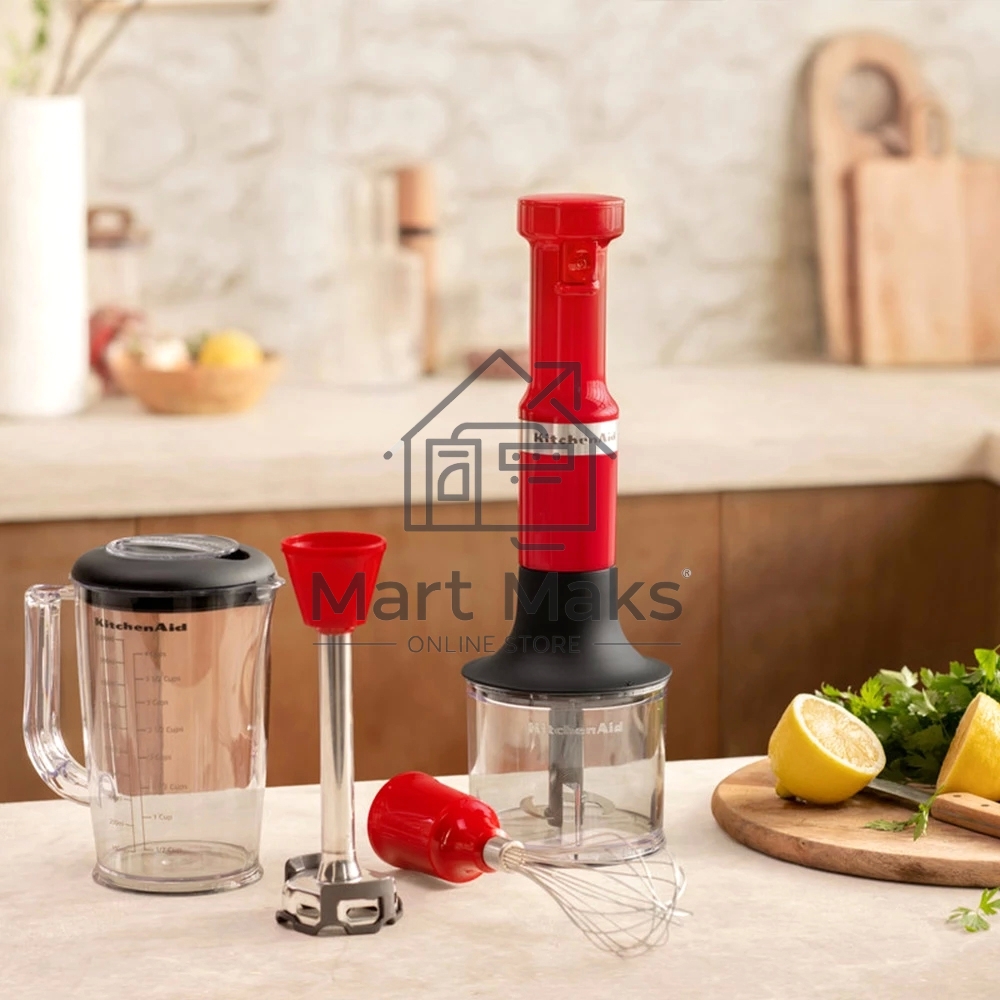 Блендер погружной KitchenAid 5KHBV83EER с аксессуарами, Красный