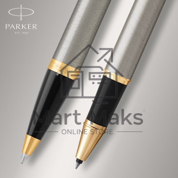 Набор ручек Parker IM Core TK223 (CW2093217) Brushed Metal GT, подарочная коробка, ручка роллер, ручка шариковая сменный стержень, 1 стержень, круглая