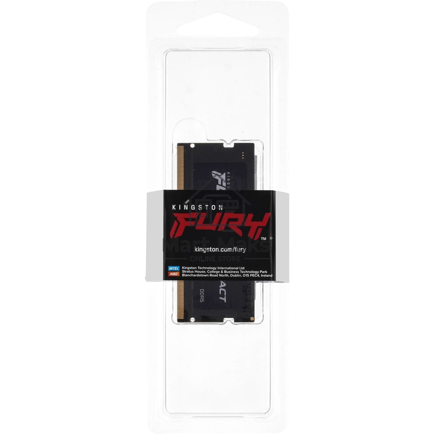 Оперативная память Kingston Fury Impact, DDR5, 16GB (1x16GB), 6400MHz, CL38, ECC, SO-DIMM, с радиатором, черный
