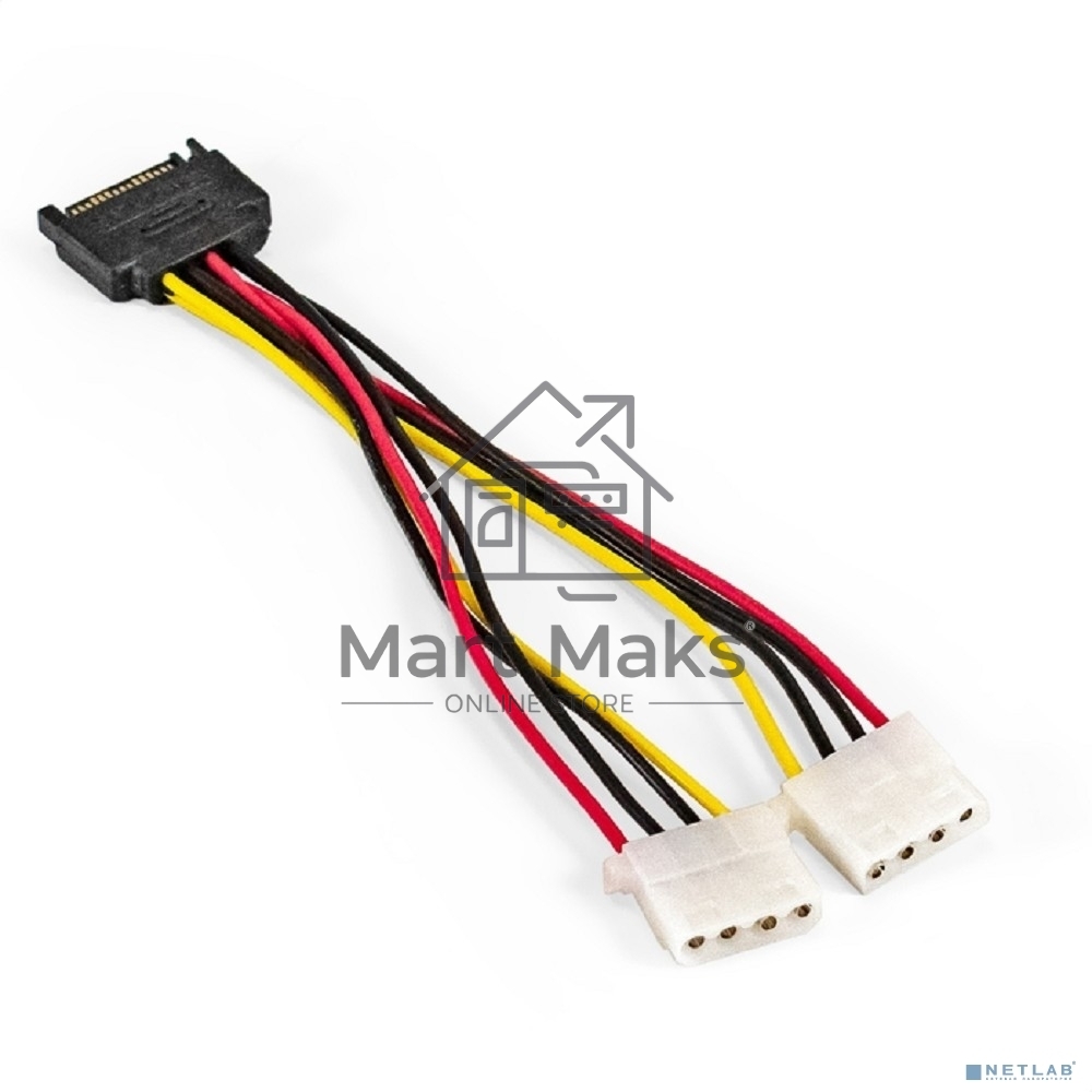 Кабель питания SATA ExeGate EX-CC-SATAM2MF-0.15 (15pin M/2xMolex F, 0,15м)