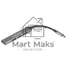Разветвитель USB3.0/2.0 Gembird UHB-C202, USB3.0, 3xUSB2.0, кабель Type-C 10 см, алюминий, пакет