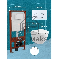 Комплект BAU 6 в 1: усиленная инсталляция BAU IDEAL, унитаз подвесной безободковый торнадо обратного потока Bau Dream 52х36 Hurricane-2, сиденье дюропласт микролифт, клавиша BAU Round, белый/хром