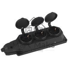Колодка каучуковая ЭРА с/з 3гн 16A IP44 черная