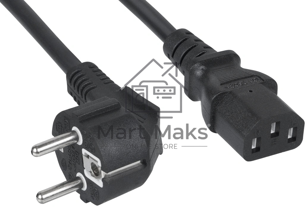Кабель питания компьютера Cabeus PC-186-VDE-1.8M IEC 320 C13, вилка Schuko, 1.8 м, 10А, черный