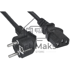 Кабель питания компьютера Cabeus PC-186-VDE-1.8M IEC 320 C13, вилка Schuko, 1.8 м, 10А, черный